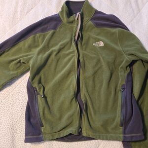 The North Face Olive and Charcoal Fleece Jacket